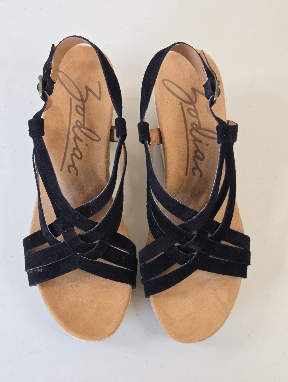 NIB Zodiac Black Strappy Platform Wedge Sandals Size 9.5 EU 39 1/2 - Picture 3 of 15